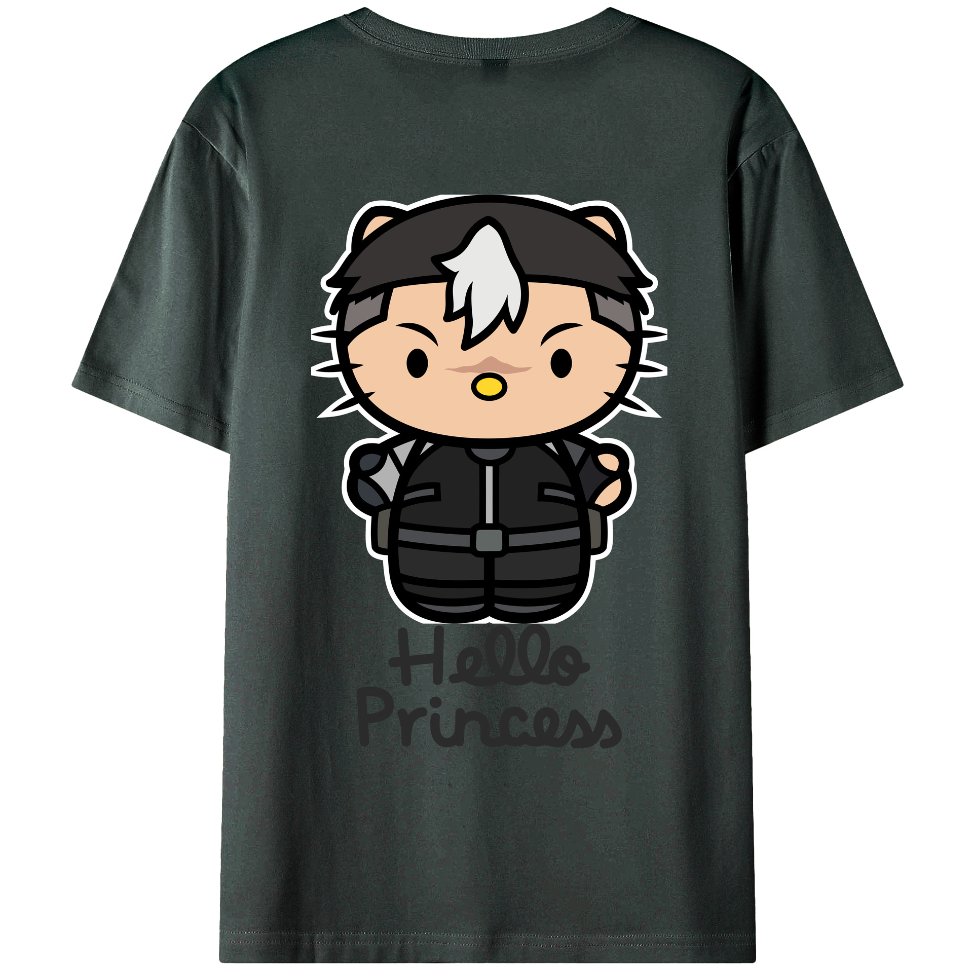 （画像用） Hello Kitty ハローキティ 綿100％ メンズ半袖Tシャツ（バックプリント） 通気性